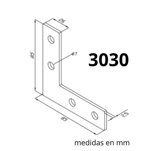 dimensiones conector en L 3030